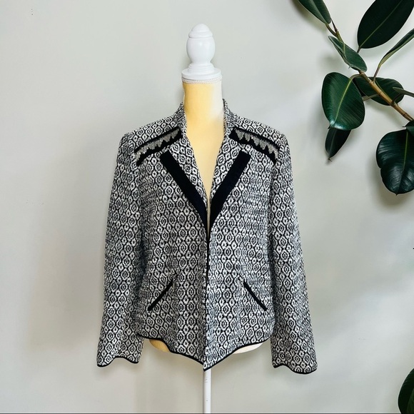 Chico's Jackets & Blazers - Chico’s geometric print chain detail open front blazer